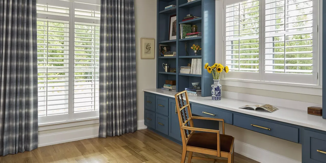 Blue drapes with shades