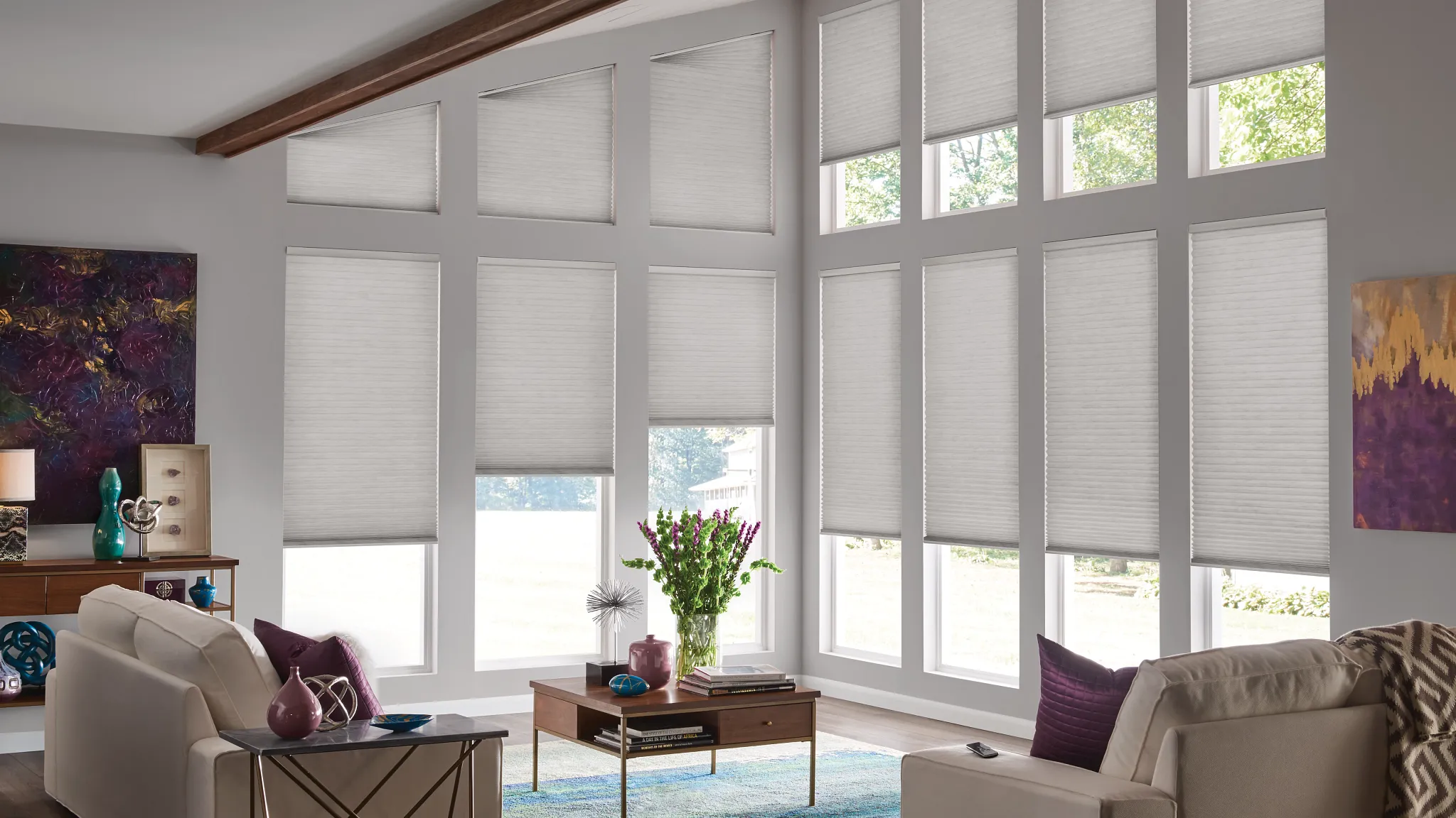 cellular shades inside Laguna Beach home